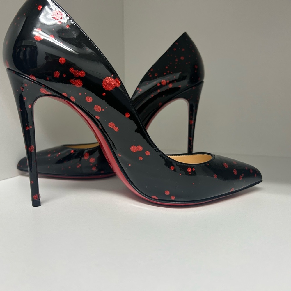 Christian Louboutin Pigalle Follies Black Patent sz 37 red black w box